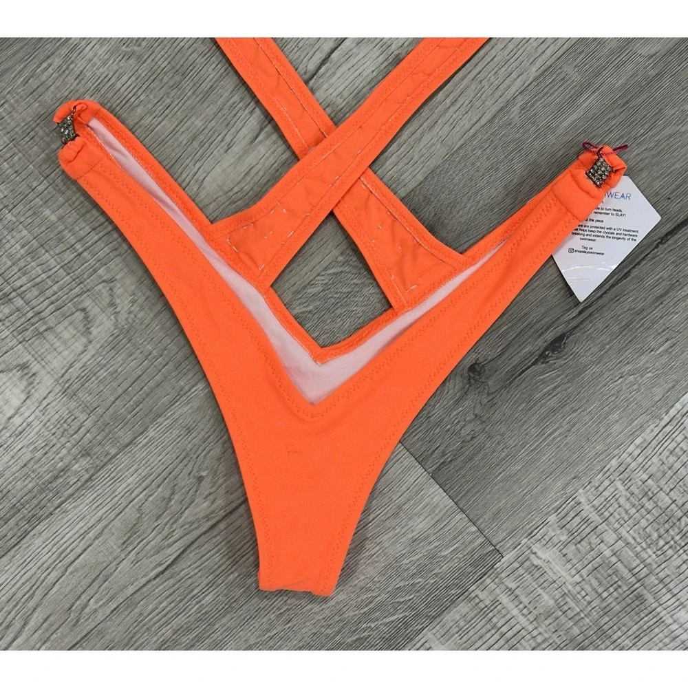 Slay Swimwear Sculpting Bikini Bottom Rhinestones NWT‎ Small S MSRP $179
